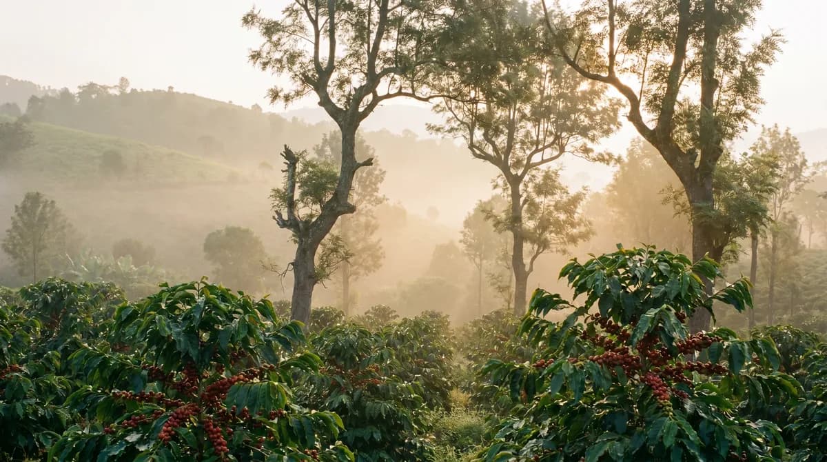 A shade-grown coffee estate in the Indian hills