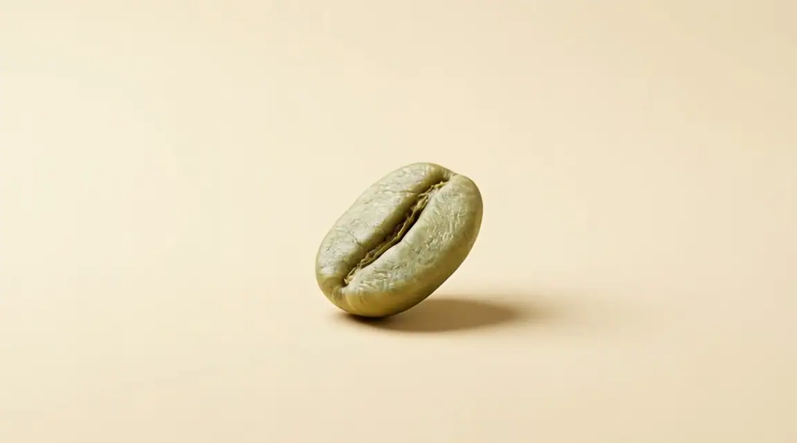 A single green coffee bean